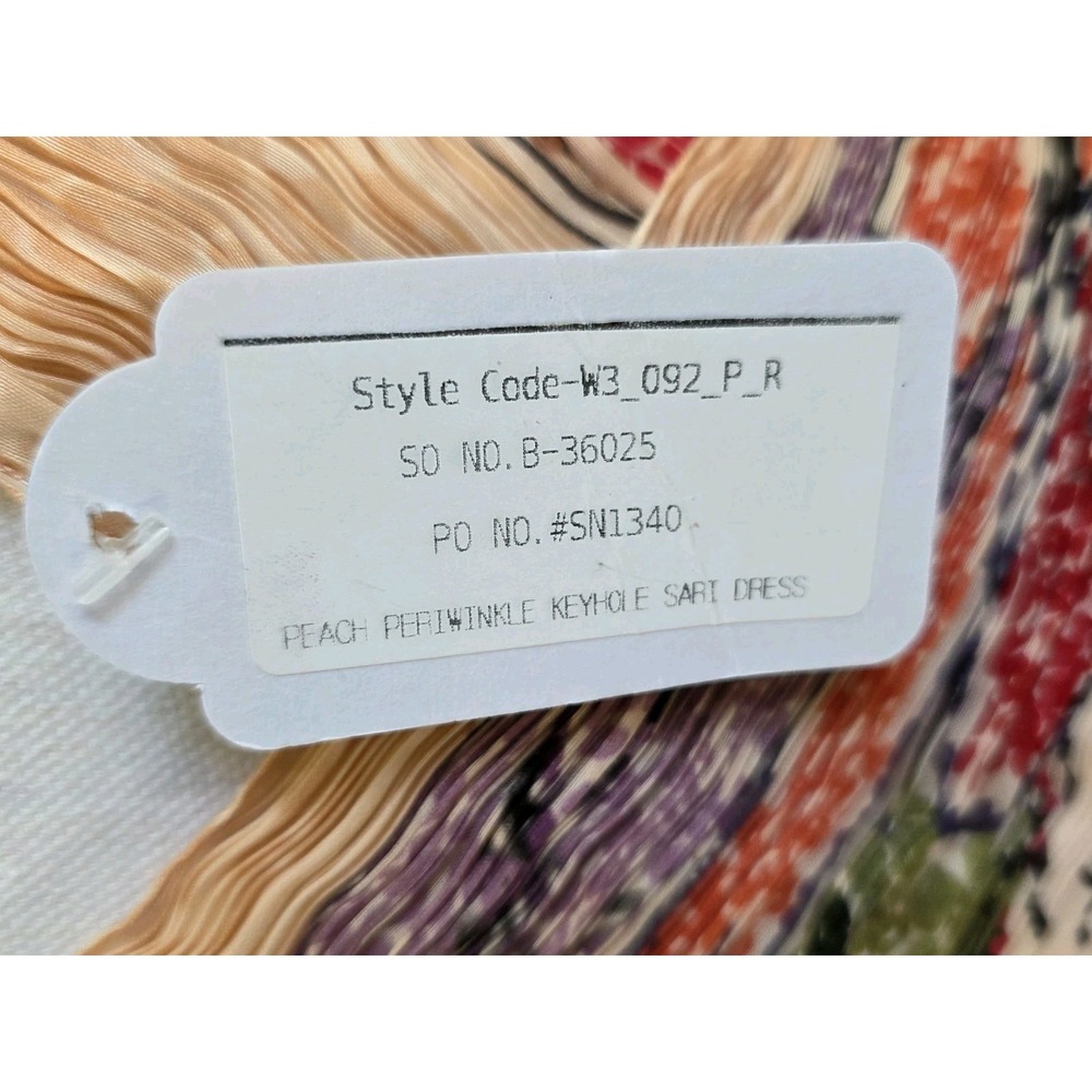 Saaksha & Kinni Dress Size M PEACH PERIWINKLE KEYHOLE SARI DRESS Nwt - Picture 5 of 9